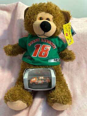 Bobby LaBonte Pit Stop Bear NASCAR 18 WT Brown Joe Gibbs Racing Plush 14" Toy
